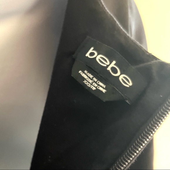 Bebe long sleeve lace black sheath dress w/ semi-peplum waist, XXS - Picture 5 of 8